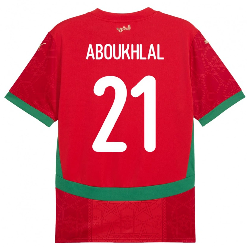 Danxen Heren Marokko Zakaria Aboukhlal #21 Rood Thuisshirt Thuistenue 24-26 T-Shirt