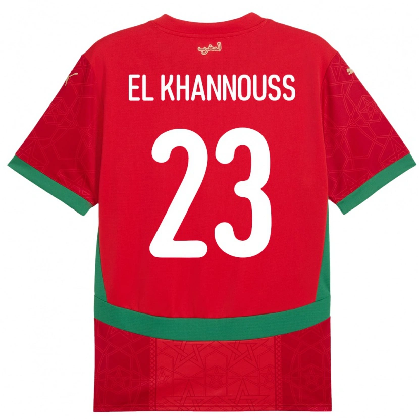 Danxen Heren Marokko Bilal El Khannouss #23 Rood Thuisshirt Thuistenue 24-26 T-Shirt