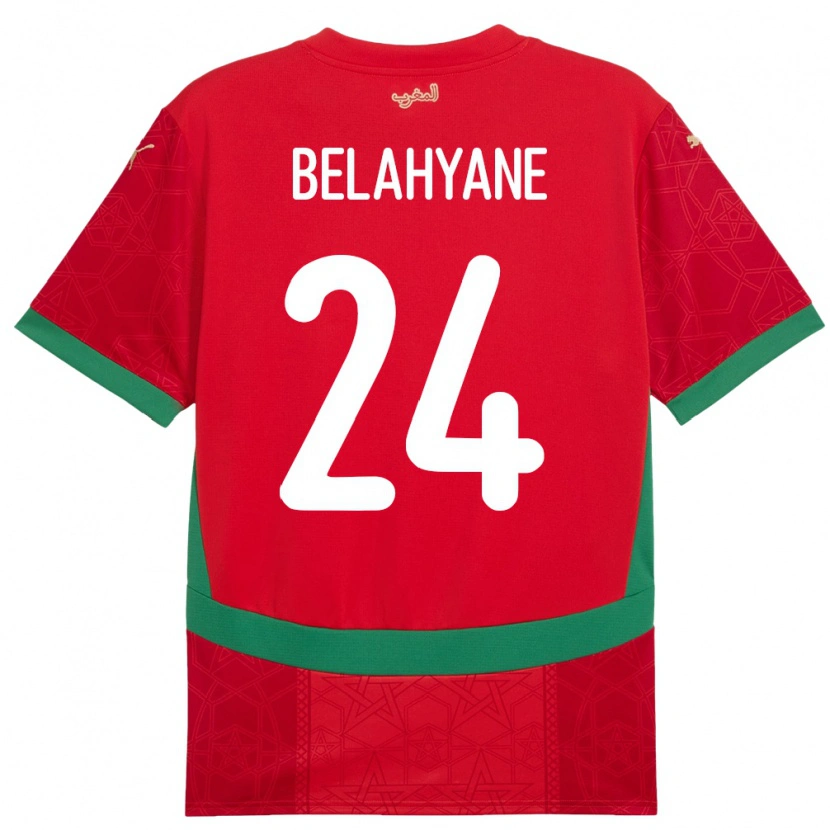 Danxen Heren Marokko Reda Belahyane #24 Rood Thuisshirt Thuistenue 24-26 T-Shirt