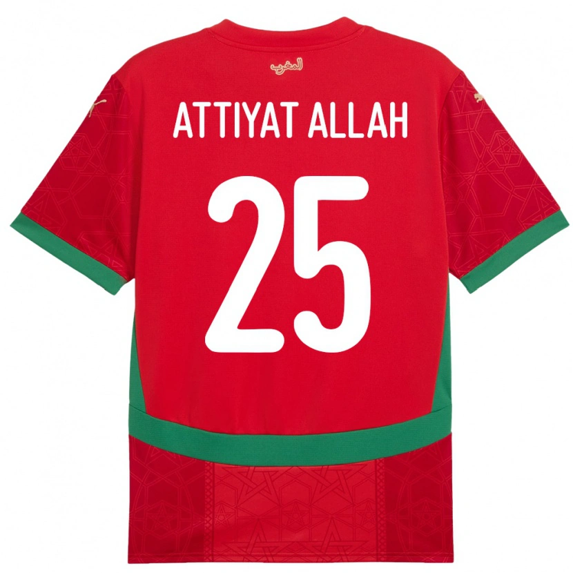 Danxen Heren Marokko Yahia Attiyat Allah #25 Rood Thuisshirt Thuistenue 24-26 T-Shirt