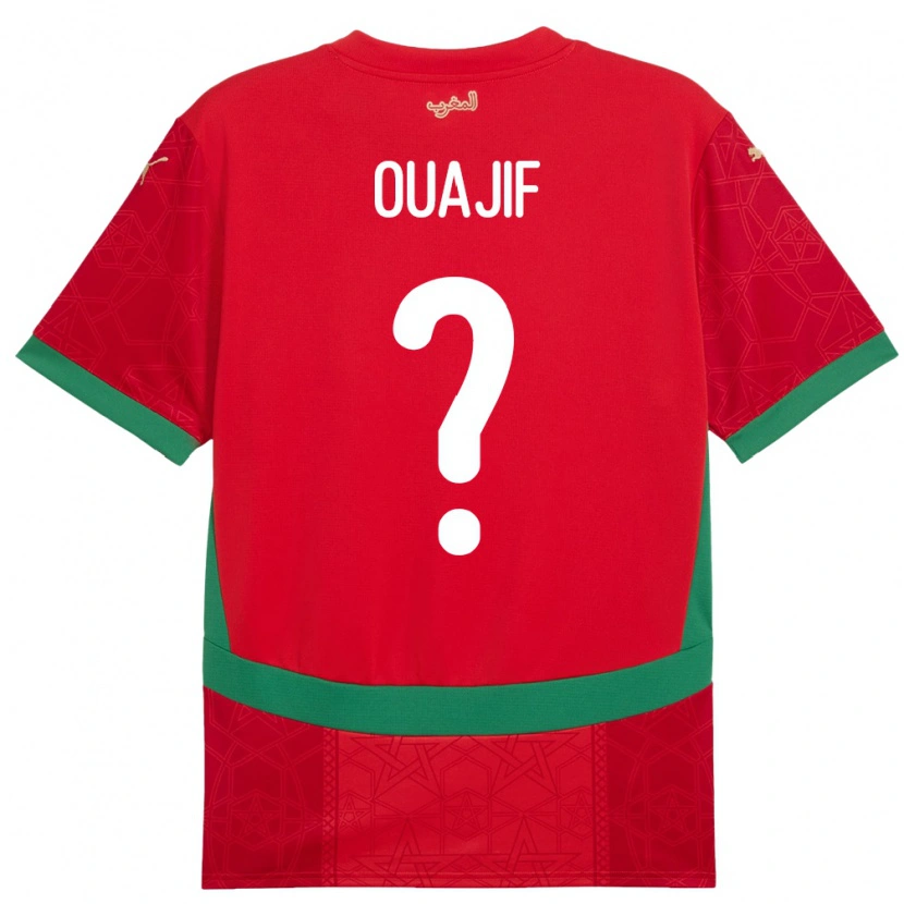 Danxen Heren Marokko Naël Ouajif #0 Rood Thuisshirt Thuistenue 24-26 T-Shirt