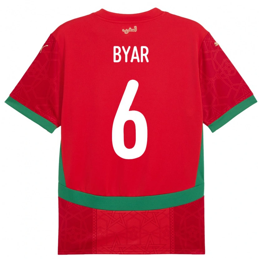 Danxen Heren Marokko Naïm Byar #6 Rood Thuisshirt Thuistenue 24-26 T-Shirt