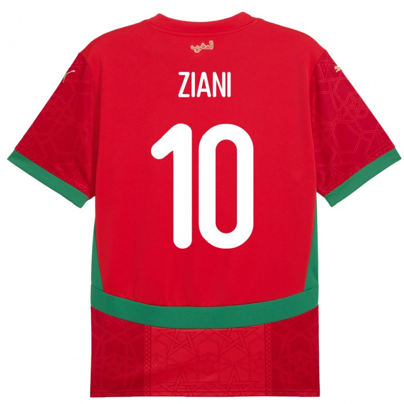 Danxen Heren Marokko Ismael Ziani López #10 Rood Thuisshirt Thuistenue 24-26 T-Shirt