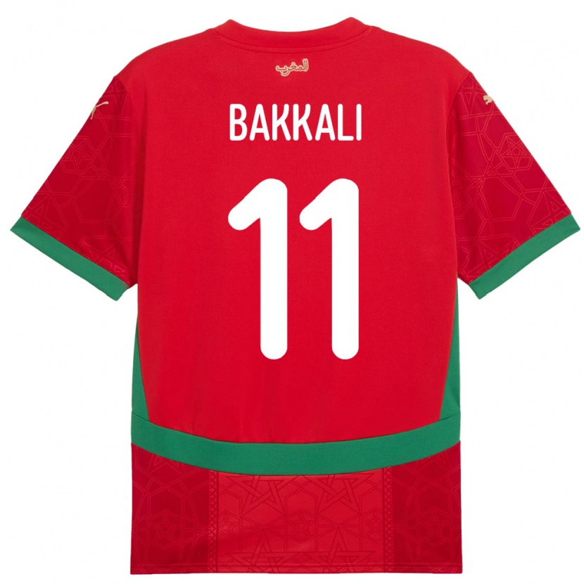 Danxen Heren Marokko Mohamade Bakkali #11 Rood Thuisshirt Thuistenue 24-26 T-Shirt