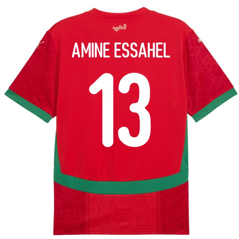 Danxen Heren Marokko Mohamed Amine Essahel #13 Rood Thuisshirt Thuistenue 24-26 T-Shirt