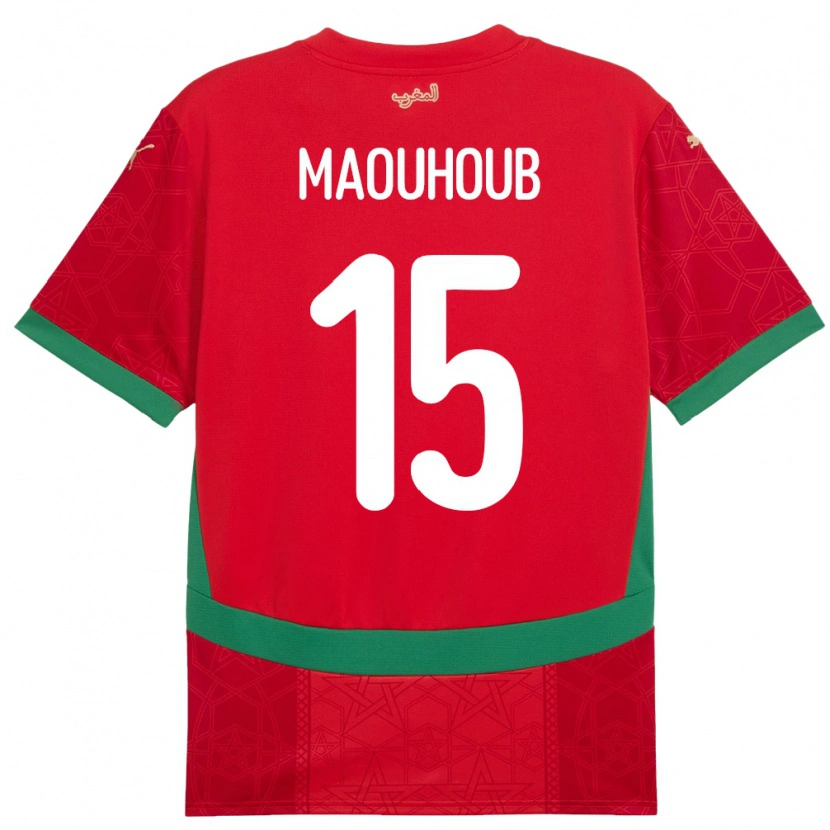 Danxen Heren Marokko El Mehdi Maouhoub #15 Rood Thuisshirt Thuistenue 24-26 T-Shirt