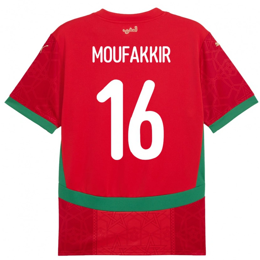 Danxen Heren Marokko Ishak Moufakkir #16 Rood Thuisshirt Thuistenue 24-26 T-Shirt