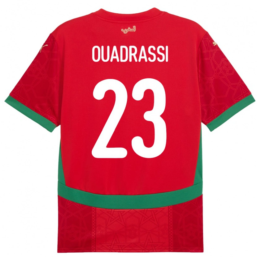 Danxen Heren Marokko Dalil Ouadrassi #23 Rood Thuisshirt Thuistenue 24-26 T-Shirt