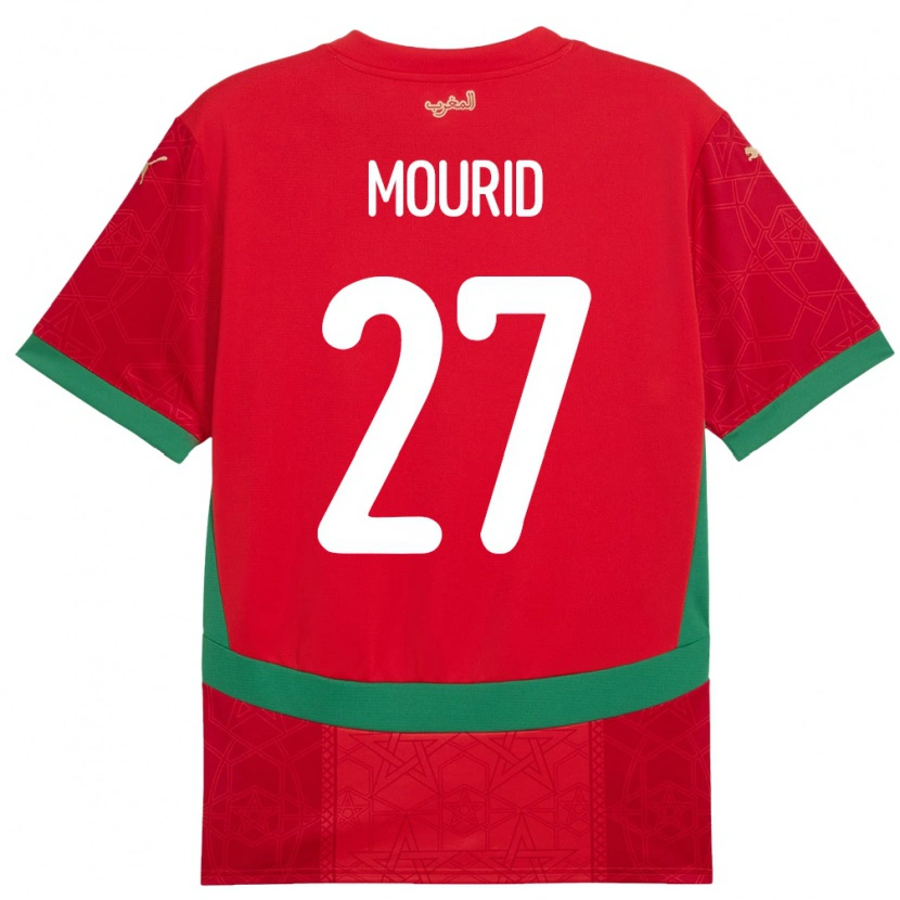 Danxen Heren Marokko Aymane Mourid #27 Rood Thuisshirt Thuistenue 24-26 T-Shirt