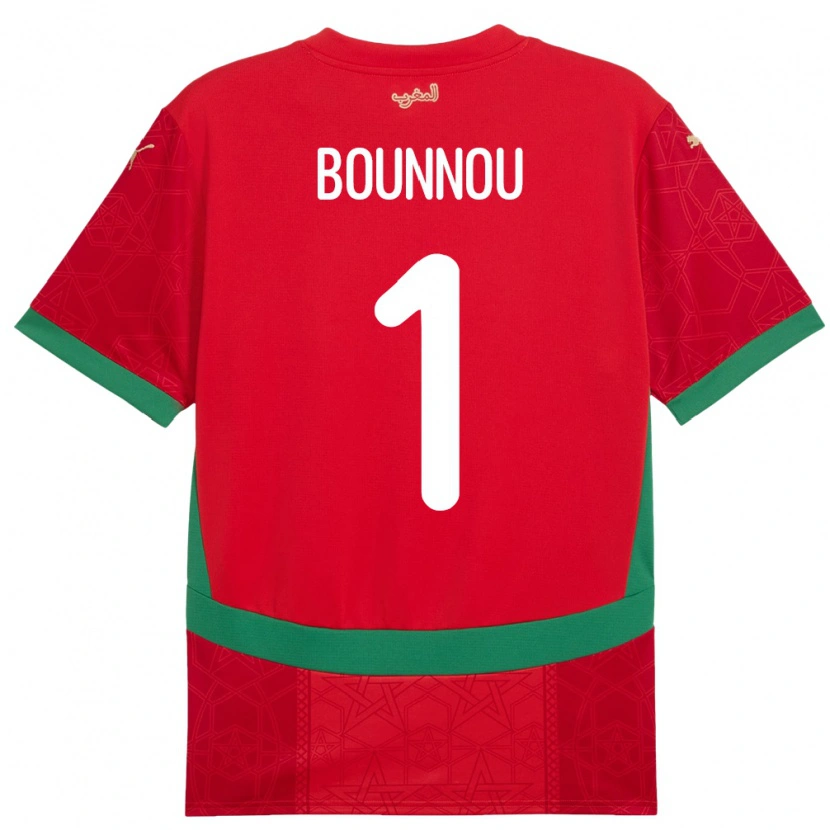 Danxen Heren Marokko Yassine Bounnou #1 Rood Thuisshirt Thuistenue 24-26 T-Shirt