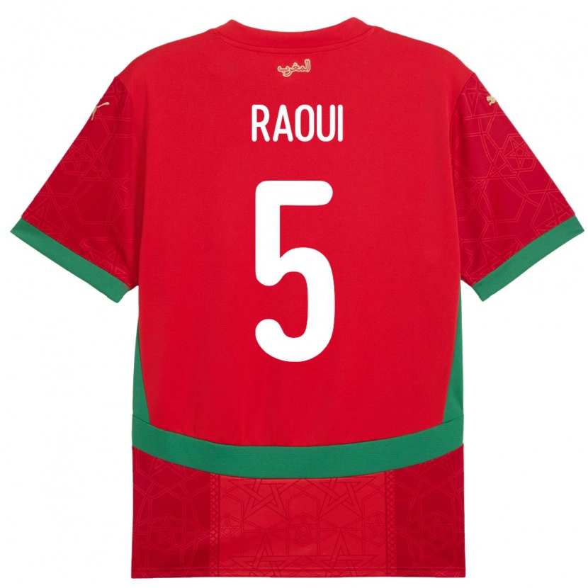 Danxen Heren Marokko Oussama Raoui #5 Rood Thuisshirt Thuistenue 24-26 T-Shirt