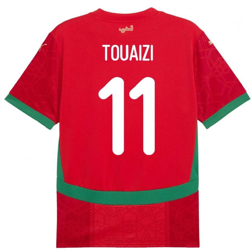 Danxen Heren Marokko Nabil Touaizi #11 Rood Thuisshirt Thuistenue 24-26 T-Shirt