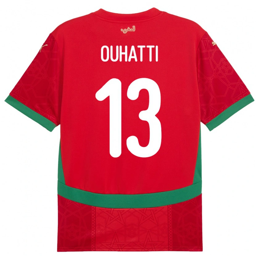 Danxen Heren Marokko Aymane Ouhatti #13 Rood Thuisshirt Thuistenue 24-26 T-Shirt