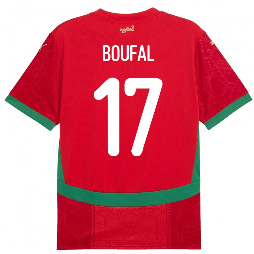 Danxen Heren Marokko Sofiane Boufal #17 Rood Thuisshirt Thuistenue 24-26 T-Shirt