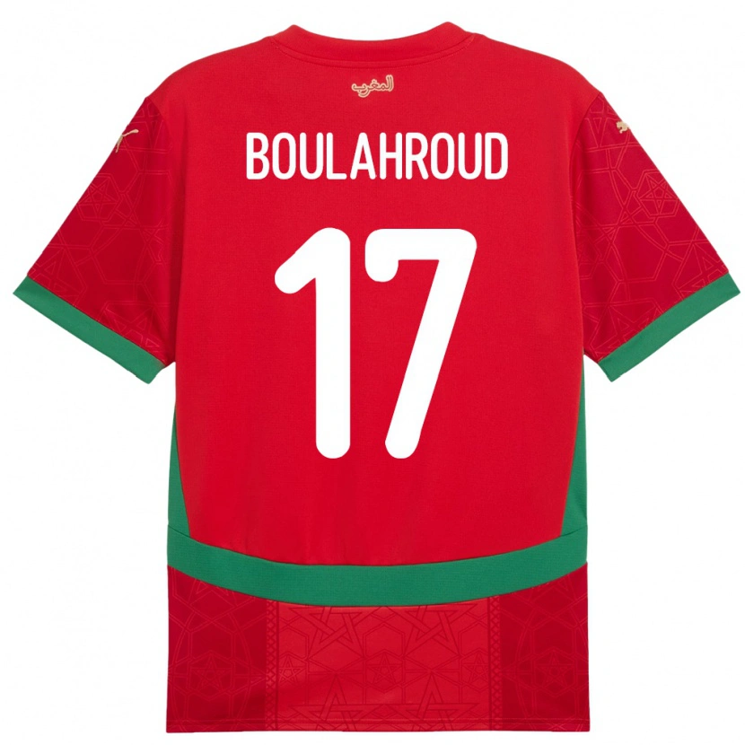 Danxen Heren Marokko Charaf Eddine Boulahroud #17 Rood Thuisshirt Thuistenue 24-26 T-Shirt