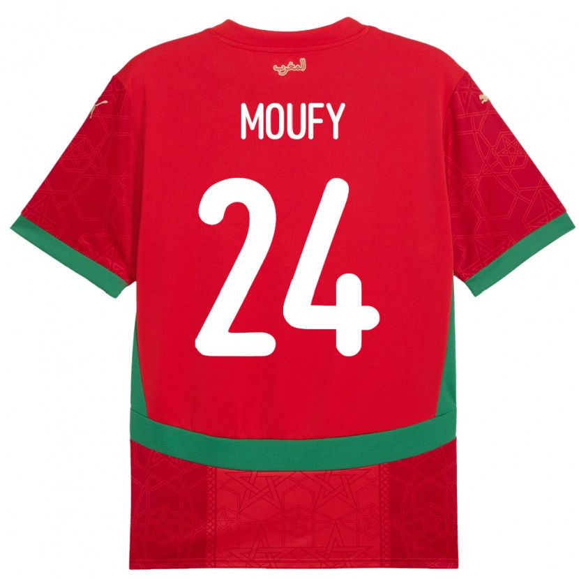 Danxen Heren Marokko Fahd Moufy #24 Rood Thuisshirt Thuistenue 24-26 T-Shirt