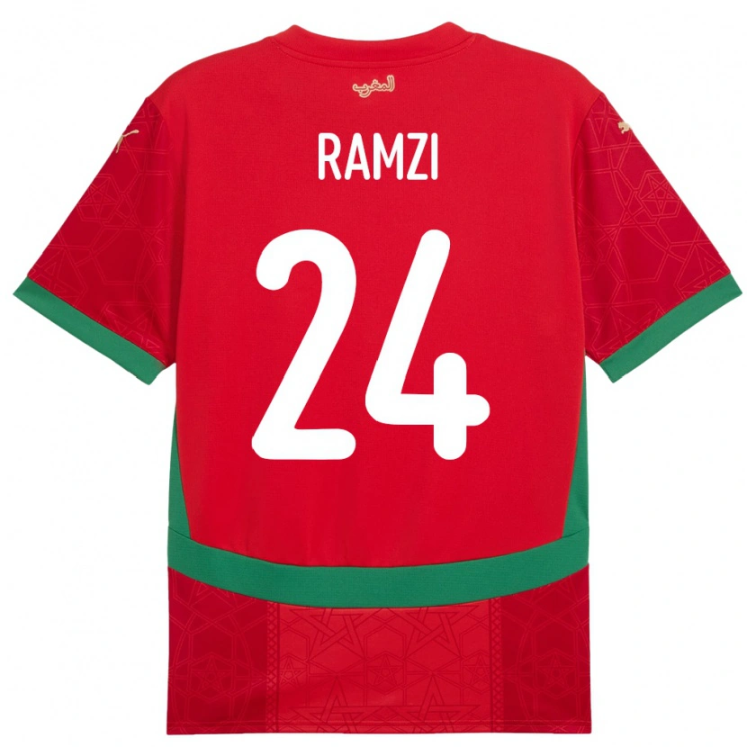 Danxen Heren Marokko Achraf Ramzi #24 Rood Thuisshirt Thuistenue 24-26 T-Shirt