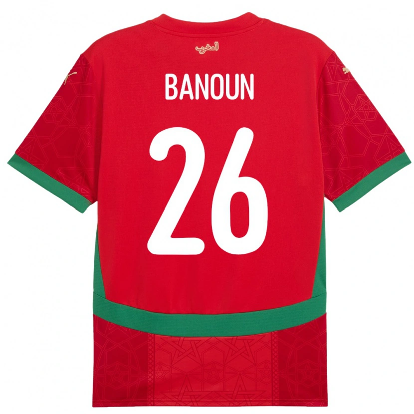 Danxen Heren Marokko Badr Banoun #26 Rood Thuisshirt Thuistenue 24-26 T-Shirt