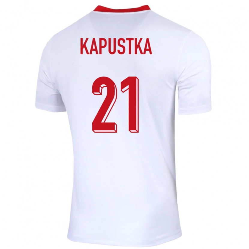 Danxen Heren Polen Bartosz Kapustka #21 Wit Thuisshirt Thuistenue 24-26 T-Shirt