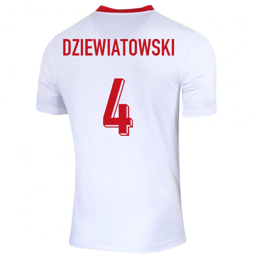 Danxen Heren Polen Mateusz Dziewiatowski #4 Wit Thuisshirt Thuistenue 24-26 T-Shirt