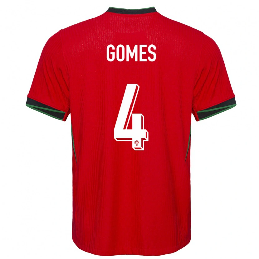 Danxen Heren Portugal Luís Gomes #4 Rood Thuisshirt Thuistenue 24-26 T-Shirt
