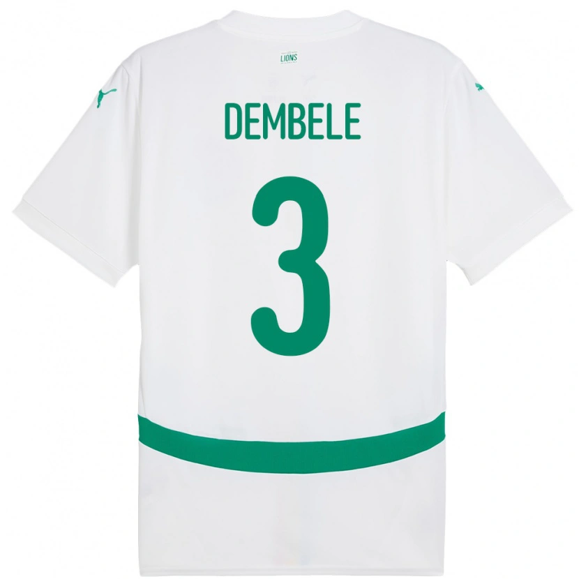 Danxen Heren Senegal Anta Dembele #3 Wit Thuisshirt Thuistenue 24-26 T-Shirt