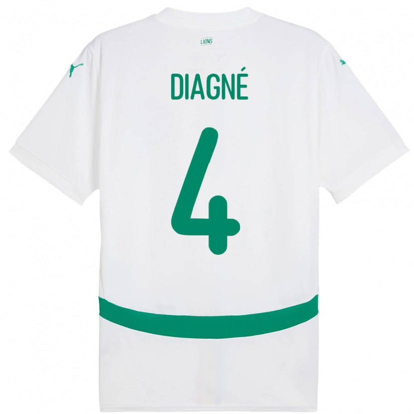 Danxen Heren Senegal Cavin Diagne #4 Wit Thuisshirt Thuistenue 24-26 T-Shirt