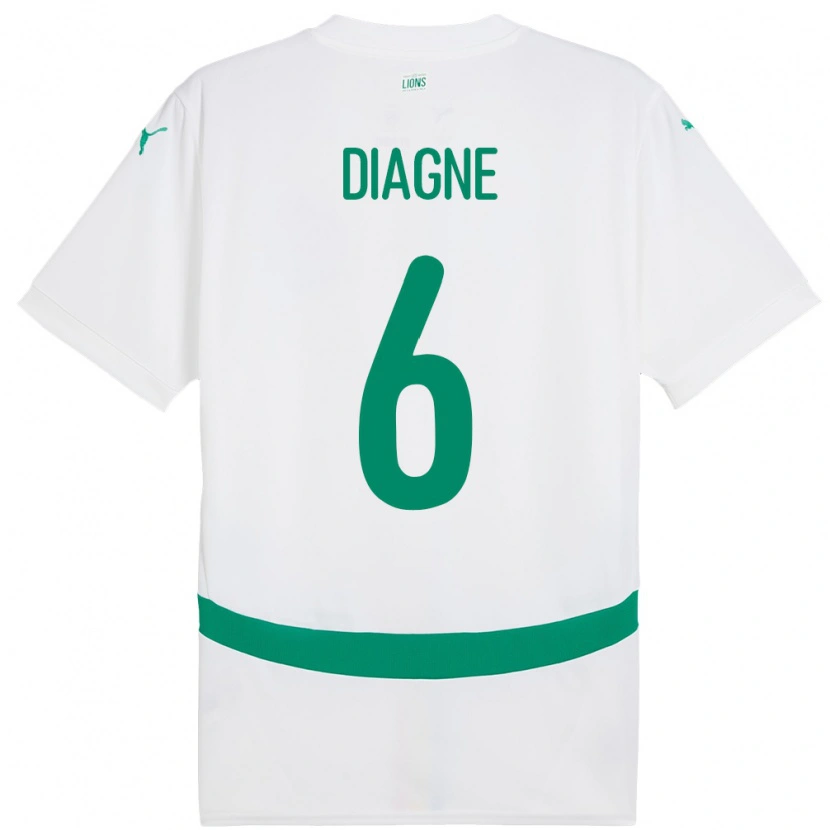 Danxen Heren Senegal Edmee Diagne #6 Wit Thuisshirt Thuistenue 24-26 T-Shirt