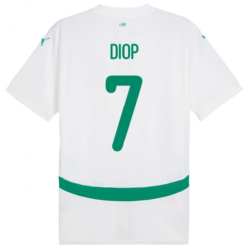 Danxen Heren Senegal Mama Diop #7 Wit Thuisshirt Thuistenue 24-26 T-Shirt