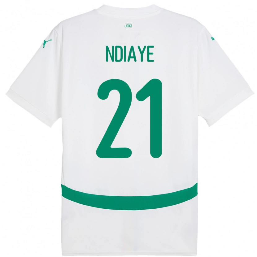 Danxen Heren Senegal Iliman Ndiaye #21 Wit Thuisshirt Thuistenue 24-26 T-Shirt