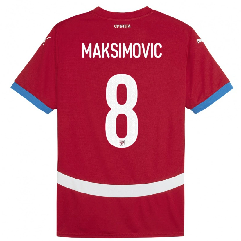 Danxen Heren Servië Andrija Maksimovic #8 Rood Thuisshirt Thuistenue 24-26 T-Shirt