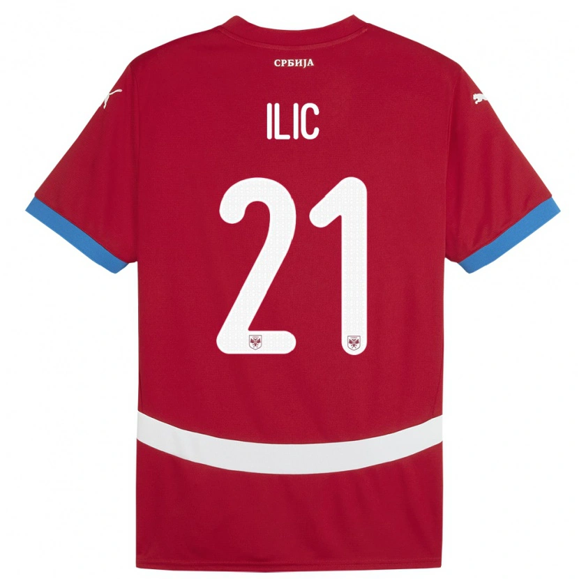 Danxen Heren Servië Veljko Ilic #21 Rood Thuisshirt Thuistenue 24-26 T-Shirt