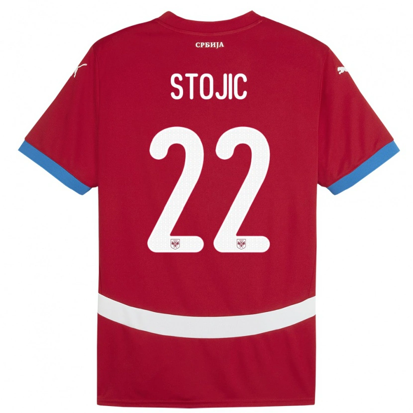 Danxen Heren Servië Nemanja Stojic #22 Rood Thuisshirt Thuistenue 24-26 T-Shirt