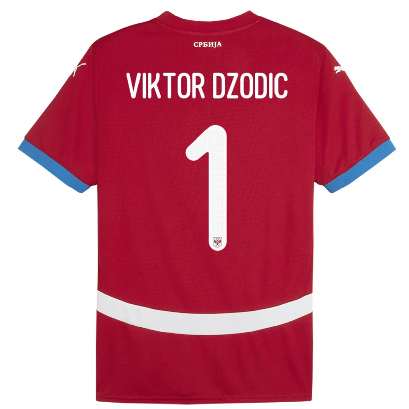 Danxen Heren Servië Viktor Dzodic #1 Rood Thuisshirt Thuistenue 24-26 T-Shirt
