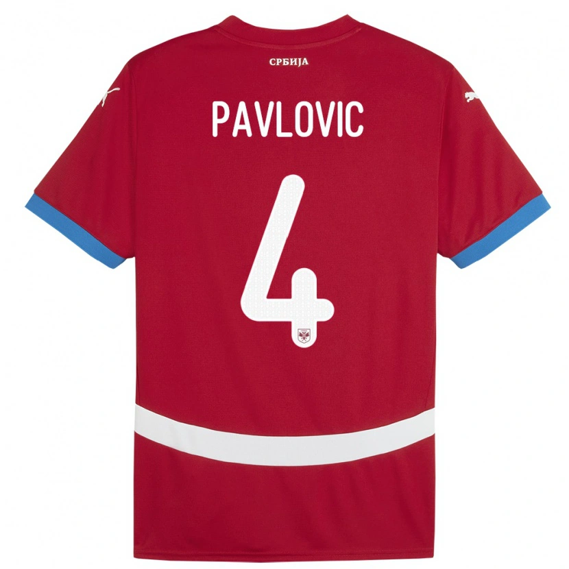 Danxen Heren Servië Andrej Pavlovic #4 Rood Thuisshirt Thuistenue 24-26 T-Shirt