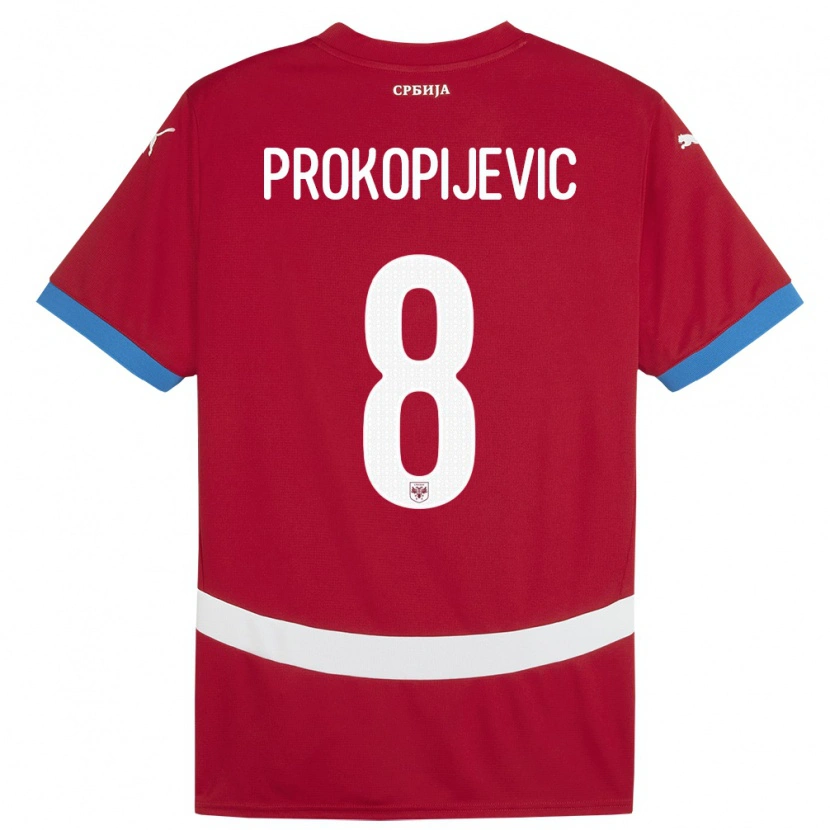 Danxen Heren Servië Mateja Prokopijevic #8 Rood Thuisshirt Thuistenue 24-26 T-Shirt