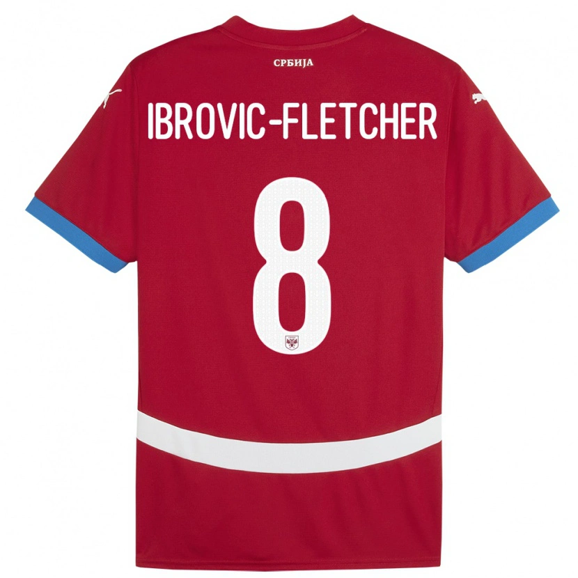 Danxen Heren Servië Edward Ibrovic-Fletcher #8 Rood Thuisshirt Thuistenue 24-26 T-Shirt