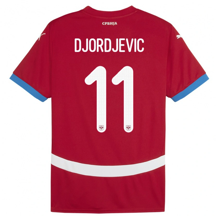 Danxen Heren Servië Uros Djordjevic #11 Rood Thuisshirt Thuistenue 24-26 T-Shirt