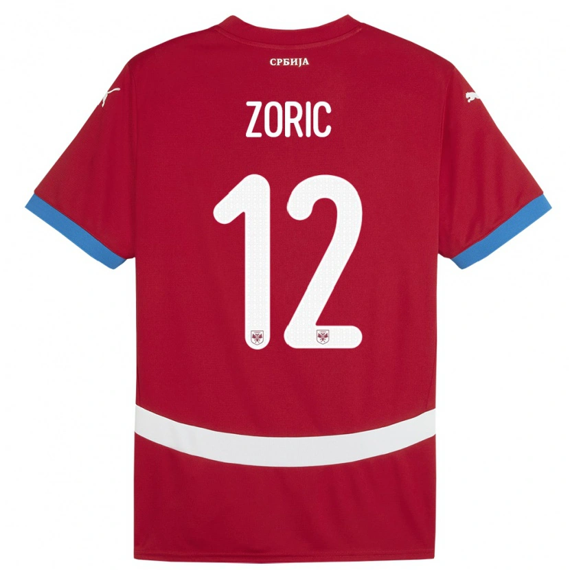 Danxen Heren Servië Nemanja Zoric #12 Rood Thuisshirt Thuistenue 24-26 T-Shirt