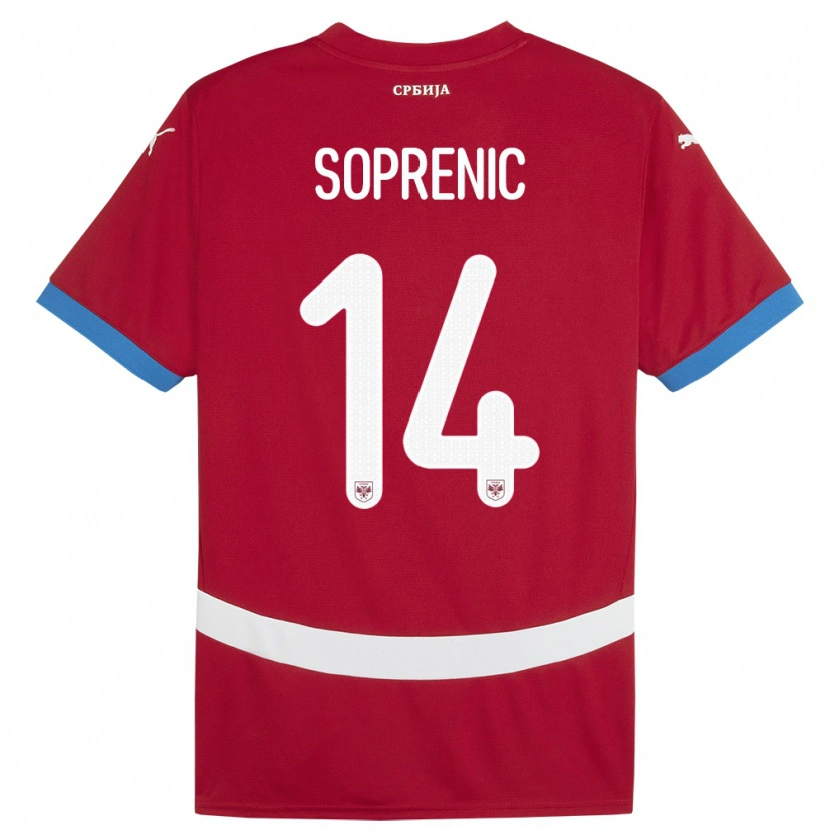 Danxen Heren Servië Milos Soprenic #14 Rood Thuisshirt Thuistenue 24-26 T-Shirt