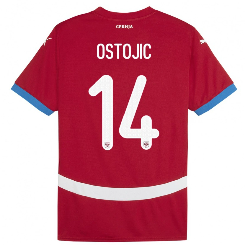 Danxen Heren Servië Jovan Ostojic #14 Rood Thuisshirt Thuistenue 24-26 T-Shirt