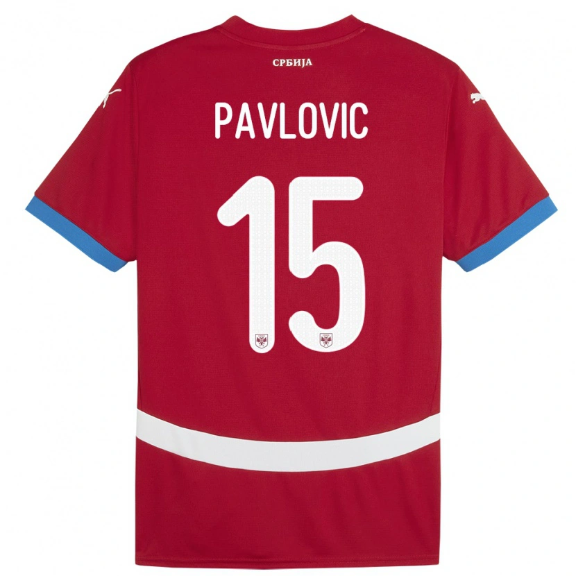 Danxen Heren Servië Dusan Pavlovic #15 Rood Thuisshirt Thuistenue 24-26 T-Shirt