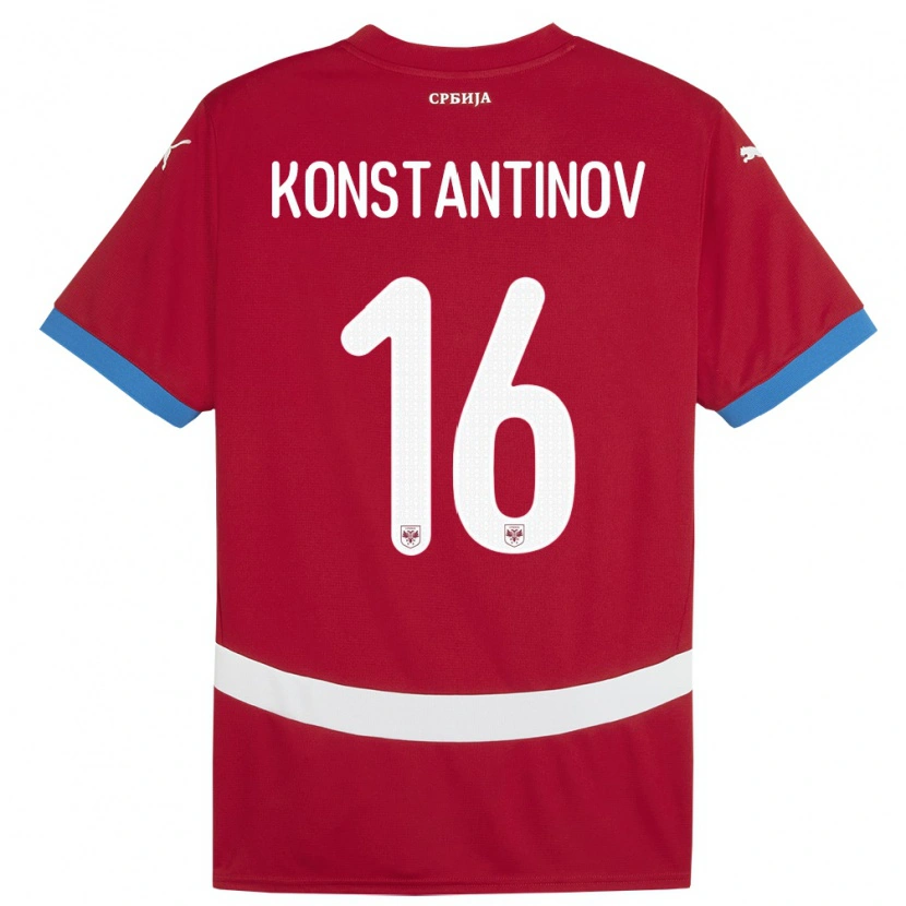 Danxen Heren Servië Lazar Konstantinov #16 Rood Thuisshirt Thuistenue 24-26 T-Shirt