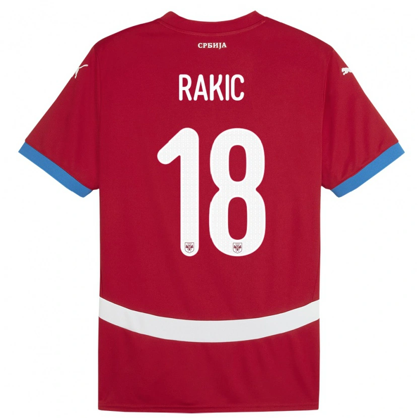 Danxen Heren Servië Strahinja Rakic #18 Rood Thuisshirt Thuistenue 24-26 T-Shirt