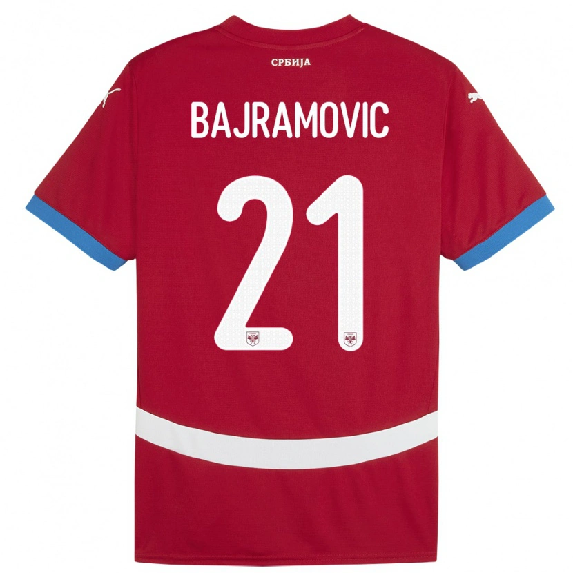 Danxen Heren Servië Eldin Bajramovic #21 Rood Thuisshirt Thuistenue 24-26 T-Shirt