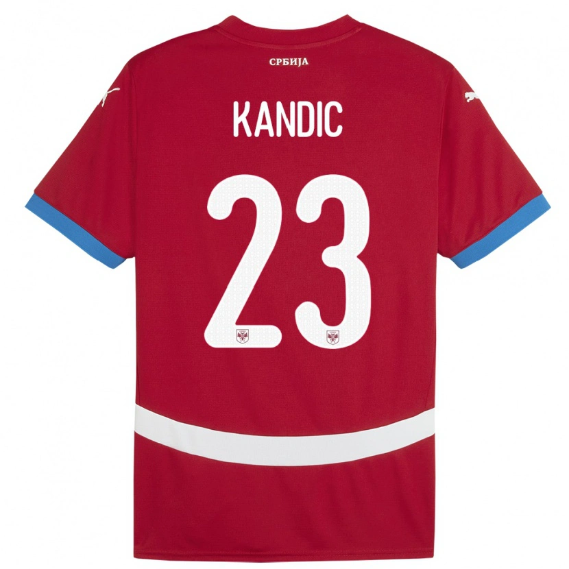 Danxen Heren Servië Marko Kandic #23 Rood Thuisshirt Thuistenue 24-26 T-Shirt
