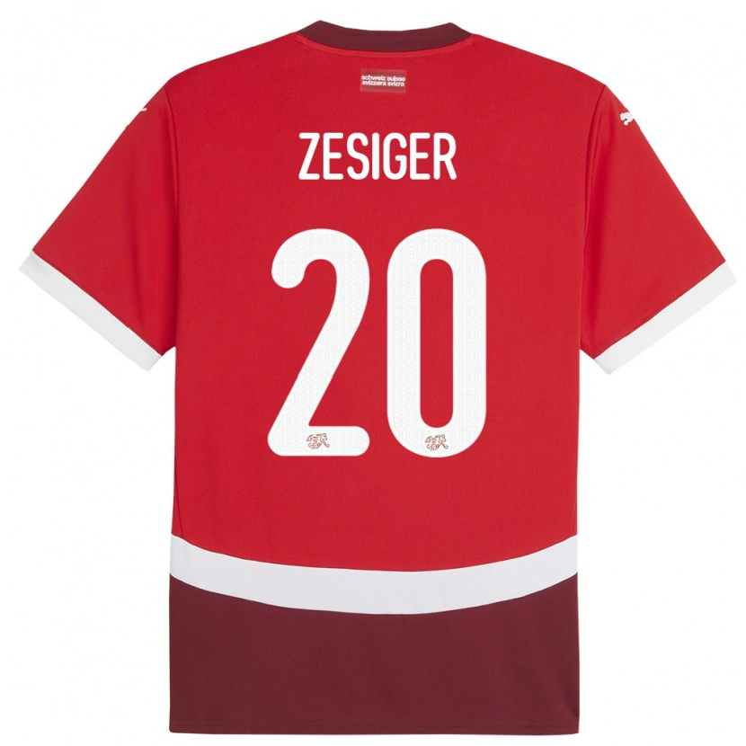 Danxen Heren Zwitserland Cédric Zesiger #20 Rood Thuisshirt Thuistenue 24-26 T-Shirt