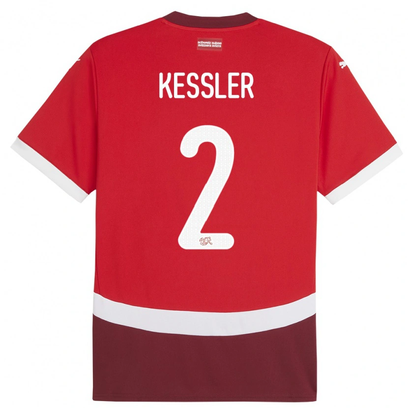 Danxen Heren Zwitserland Ryan Kessler #2 Rood Thuisshirt Thuistenue 24-26 T-Shirt