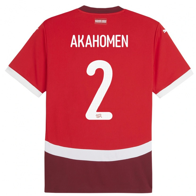 Danxen Heren Zwitserland Marvin Akahomen #2 Rood Thuisshirt Thuistenue 24-26 T-Shirt