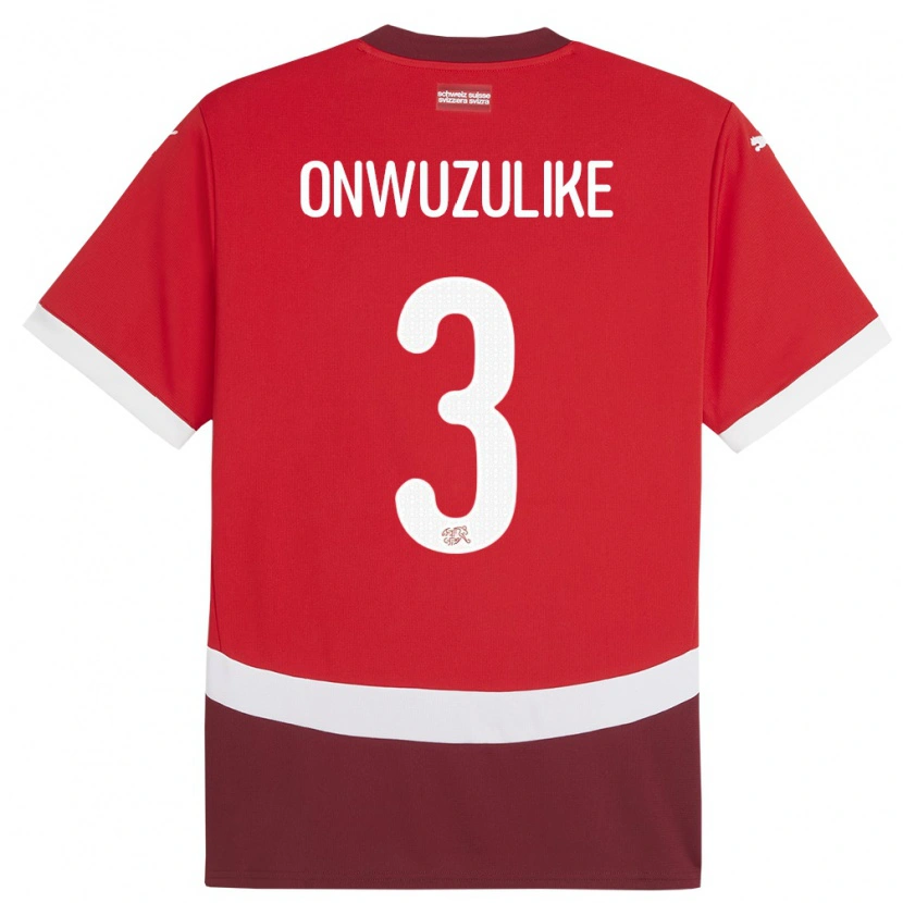 Danxen Heren Zwitserland Ifeanyichukwu Onwuzulike #3 Rood Thuisshirt Thuistenue 24-26 T-Shirt